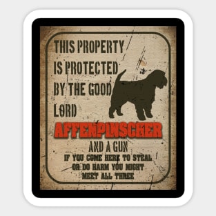 Affenpinscher Silhouette Vintage Humorous Guard Dog Warning Sign Sticker